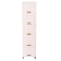 Multi-Purpose 5-Layer Plastic Storage Drawer Cabinet for Home and Office Use – Modular Organizer with Spacious Drawers, Wheels for Easy Mobility, and Durable Brown Box Packaging – Ideal for Clothes, Toys, Stationery & More