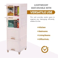 Multi-Purpose 5-Layer Plastic Storage Drawer Cabinet for Home and Office Use – Modular Organizer with Spacious Drawers, Wheels for Easy Mobility, and Durable Brown Box Packaging – Ideal for Clothes, Toys, Stationery & More