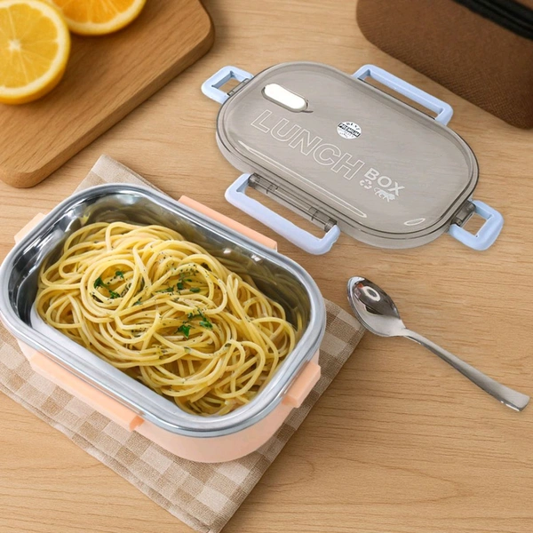 Home Chef Premium Leak-Proof Lunch Box with Stainless Steel Compartments – BPA-Free Microwave Safe Tiffin with Locking Lid, Spoon & Divider – Ideal for Office, School, and Travel Use
