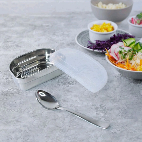 Home Chef Premium Leak-Proof Lunch Box with Stainless Steel Compartments – BPA-Free Microwave Safe Tiffin with Locking Lid, Spoon & Divider – Ideal for Office, School, and Travel Use
