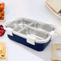 3 Compartment Transparent Stainless Steel Lunch Box for Kids, Tiffin Box, Lunch Box, Lunch Box for Kids, Insulated Lunch Box, Lunch Box for Office Women and Men, Stainless Steel Tiffin Box for Boys, Girls, School Office