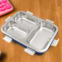 3 Compartment Transparent Stainless Steel Lunch Box for Kids, Tiffin Box, Lunch Box, Lunch Box for Kids, Insulated Lunch Box, Lunch Box for Office Women and Men, Stainless Steel Tiffin Box for Boys, Girls, School Office