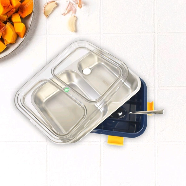 Lunch Box Sealed Leakage Proof Stainless Steel Lunch Box 2 Section Lunch Box With Spoon
