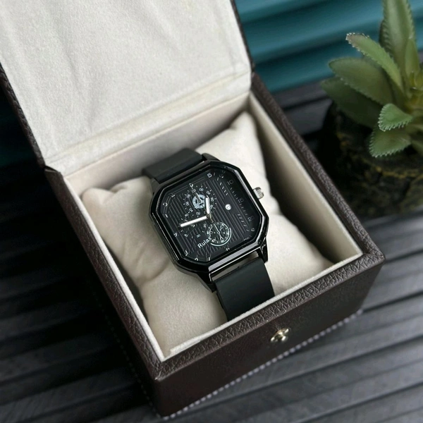 Most Demanded RULAX Analog Quartz Movement Watch With High Quality Strap Best finishing Body & Case - Black