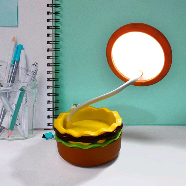 Burger Delight: Folding LED Night Lamp for Kids, Rechargeable Desk Lamp Study Desk Light for Study Room / Home / Office Burger Shape Decorative Table Top