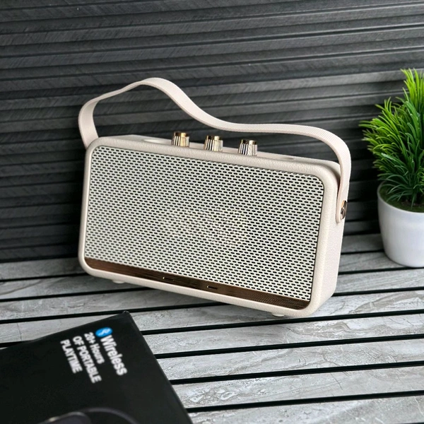 New Stockwell 3 Wireless Bluetooth Speaker | Dolby Sound | USB Playback | Carbon Texture Body | Type-C Charging | Portable Handle | Long Battery Backup - White