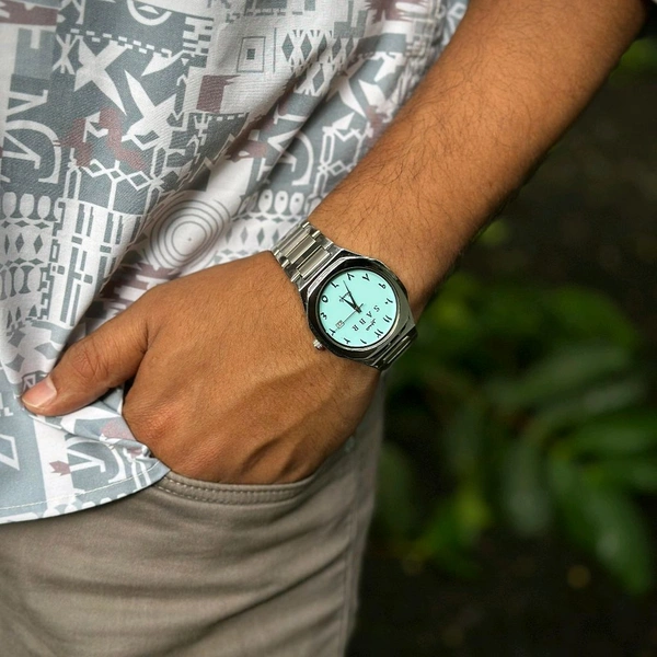Luxury Quartz Men's Watch – Sabr Edition | 41MM Dial | Date Display | Arabic Numerals | Stainless Steel Strap