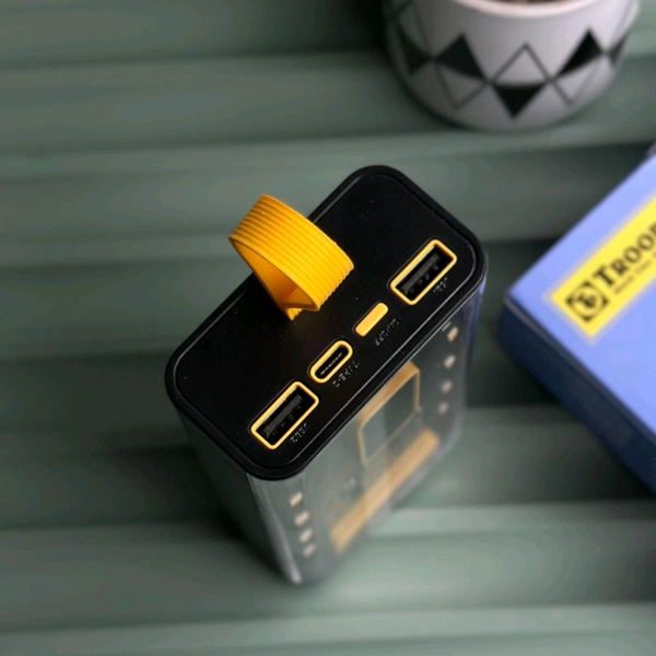 TROOPS 10,000 mAh Smart Charge Transparent Power Bank | 15W Fast Charging | Dual USB Output + Type-C Input | LED Battery Display 