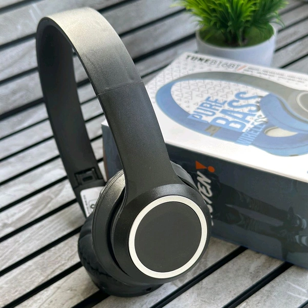 Wireless Earphone Headphones With Microphone Lightweight, For Music Lovers & Professionals - Suitable for Travel, Office & Home, 5-6 Hours Playback Time, High Quality Model - Black