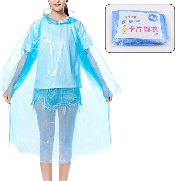 Plastic pocket sized Raincoat, Reusable Free Size Raincoat (Pack Of 5)
