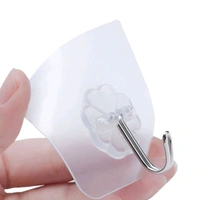 100PC Multipurpose Strong Small Stainless Steel Adhesive Wall Hooks, Self Adhesive Heavy Duty Waterproof Transparent Sticky Plastic & Stainless Steel Wall Hooks