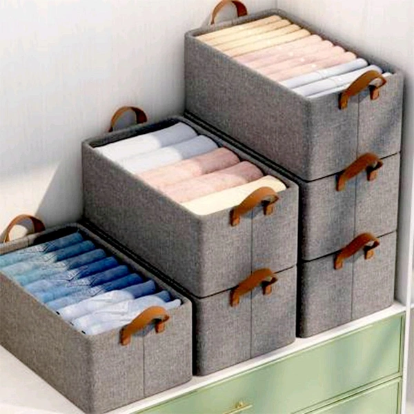 Foldable Storage Box Handles, Cotton And Linen Storage Bins And Baskets Organizer For Nursery, Closet, Bedroom, Home