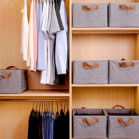 Foldable Storage Box Handles, Cotton And Linen Storage Bins And Baskets Organizer For Nursery, Closet, Bedroom, Home