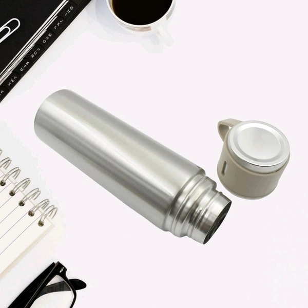 Sainless Steel Vacuum Flask Set with 3 Steel Cups Combo for Coffee Hot Drink and Cold Water Flask Ideal Gifting Travel Friendly Latest Flask Bottle. (500ml)