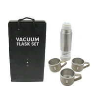 Sainless Steel Vacuum Flask Set with 3 Steel Cups Combo for Coffee Hot Drink and Cold Water Flask Ideal Gifting Travel Friendly Latest Flask Bottle. (500ml)