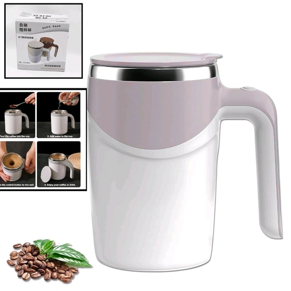 Stirring Coffee Mug | Magnetic Stirring Coffee Cup | Stainless Steel Mug for Milk | Travel Mixing Cup | Self Stirring Coffee Mug, Suitable for Coffee / Milk / Hot Chocolate | Battery Operated
