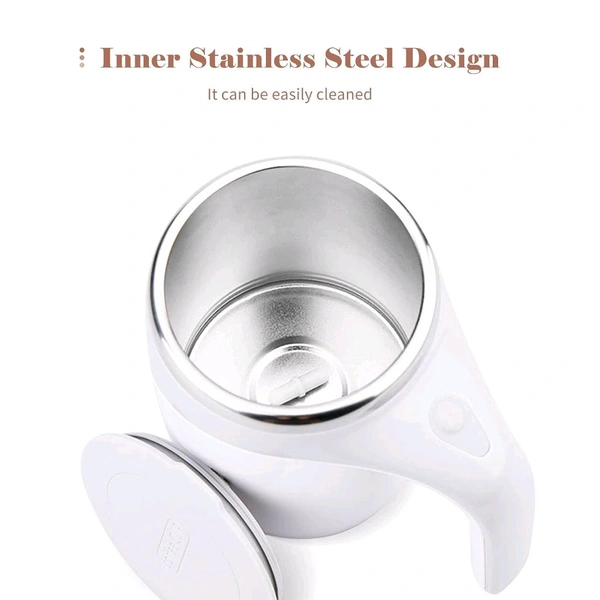 Stirring Coffee Mug | Magnetic Stirring Coffee Cup | Stainless Steel Mug for Milk | Travel Mixing Cup | Self Stirring Coffee Mug, Suitable for Coffee / Milk / Hot Chocolate | Battery Operated