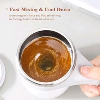Stirring Coffee Mug | Magnetic Stirring Coffee Cup | Stainless Steel Mug for Milk | Travel Mixing Cup | Self Stirring Coffee Mug, Suitable for Coffee / Milk / Hot Chocolate | Battery Operated