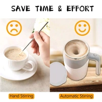 Stirring Coffee Mug | Magnetic Stirring Coffee Cup | Stainless Steel Mug for Milk | Travel Mixing Cup | Self Stirring Coffee Mug, Suitable for Coffee / Milk / Hot Chocolate | Battery Operated