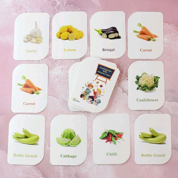 Kidkraft 32-Piece Educational Vegetable Flash Cards Set for Toddlers & Kids – Bright Learning Cards with Real Images for Preschool & Early Childhood Brain Development
