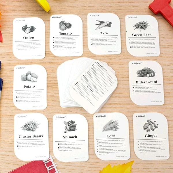 Kidkraft 32-Piece Educational Vegetable Flash Cards Set for Toddlers & Kids – Bright Learning Cards with Real Images for Preschool & Early Childhood Brain Development
