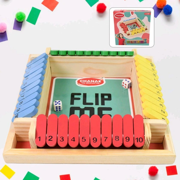 Shut The Box Dice Game, Classic Flip Me Multiplayer Game for Kids & Adults, Fun Wooden Tabletop Shut The Box Dice Game for Improving Math & Motor Skills for Kids Above 3 Years