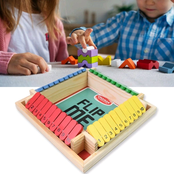 Shut The Box Dice Game, Classic Flip Me Multiplayer Game for Kids & Adults, Fun Wooden Tabletop Shut The Box Dice Game for Improving Math & Motor Skills for Kids Above 3 Years
