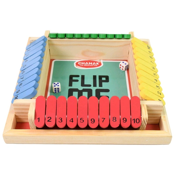 Shut The Box Dice Game, Classic Flip Me Multiplayer Game for Kids & Adults, Fun Wooden Tabletop Shut The Box Dice Game for Improving Math & Motor Skills for Kids Above 3 Years
