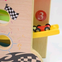 Car Slide with 4 Cars Play Set, Click Clack Track, Car Toys for Toddlers, Racing Car Toys for Kids, Boys, Girls Wooden Ramp Racer Race Track Vehicle Play sets For Kids With 4 Mini Racers Great Gift for Boys and Girls (with Handle)