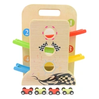 Car Slide with 4 Cars Play Set, Click Clack Track, Car Toys for Toddlers, Racing Car Toys for Kids, Boys, Girls Wooden Ramp Racer Race Track Vehicle Play sets For Kids With 4 Mini Racers Great Gift for Boys and Girls (with Handle)