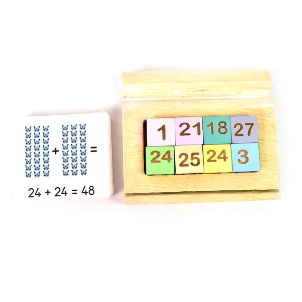 Wooden Math Time for Kids - Educational Math Card Game 