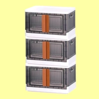 Folding Wardrobe Storage Organizer | Storage Bins with Double Door & Top Lid Opening | Drawer Organizer for Office | Black & White