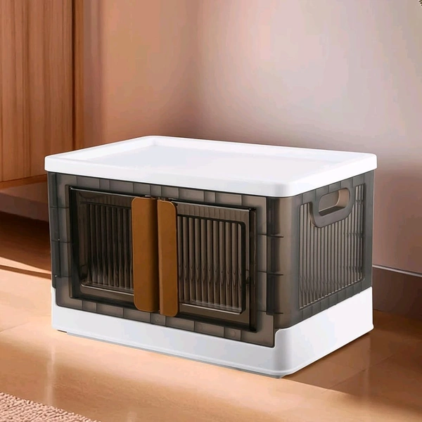 Folding Wardrobe Storage Organizer | Storage Bins with Double Door & Top Lid Opening | Drawer Organizer for Office | Black & White