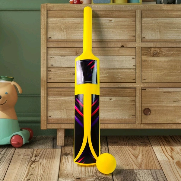Cricket Bat, 1 Plastic Ball, Bails, 3 Stumps with Stand Base, for Indoor & Outdoor Activity, Cricket Kit Set for Kids Above 5 (Small)