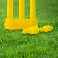 Cricket Bat, 1 Plastic Ball, Bails, 3 Stumps with Stand Base, for Indoor & Outdoor Activity, Cricket Kit Set for Kids Above 5 (Small)