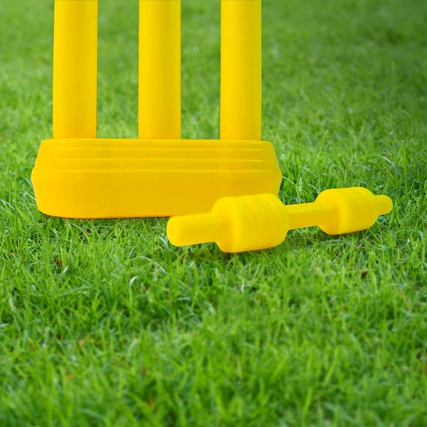 Cricket Bat, 1 Plastic Ball, Bails, 3 Stumps with Stand Base, for Indoor & Outdoor Activity, Cricket Kit Set for Kids Above 5 (Small)