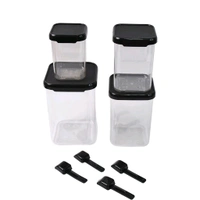 Air Tight Containers Storage| Set For Kitchen, Pantry Organization, Dishwasher Safe, Plastic (4 Pc Set With 4 Spoon)