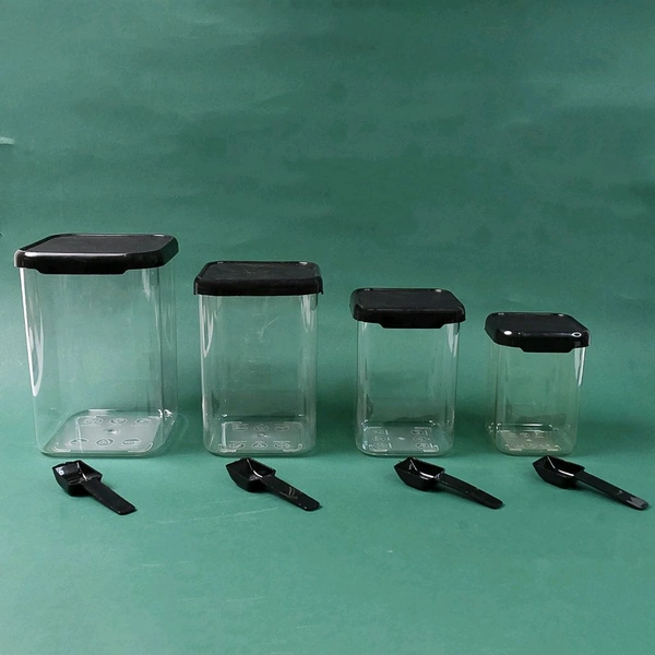 Air Tight Containers Storage| Set For Kitchen, Pantry Organization, Dishwasher Safe, Plastic (4 Pc Set With 4 Spoon)
