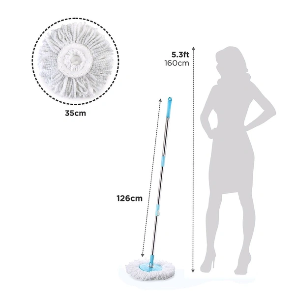 Spin Mop with Bigger Wheels and Plastic Auto Fold Handle for 360 Degree Cleaning