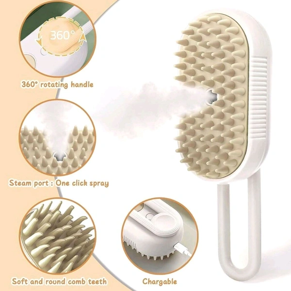 Electric Spray Handle Massage Brush, Hair Removal Brush Steam | Pet Grooming Brush for dogs/cats | Steamer Cat Brush for Hair Grooming with Water Steam Misting | USB Charging Electric Pet Massage Comb Cat and Dog Pet Hair Removal Tool (1 Pc)