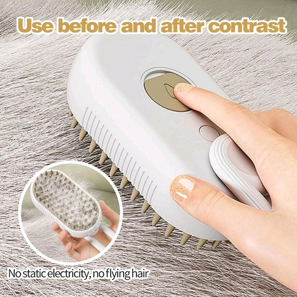 Electric Spray Handle Massage Brush, Hair Removal Brush Steam | Pet Grooming Brush for dogs/cats | Steamer Cat Brush for Hair Grooming with Water Steam Misting | USB Charging Electric Pet Massage Comb Cat and Dog Pet Hair Removal Tool (1 Pc)