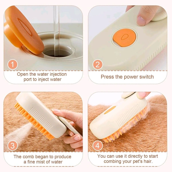 Electric Spray Handle Massage Brush, Hair Removal Brush Steam | Pet Grooming Brush for dogs/cats | Steamer Cat Brush for Hair Grooming with Water Steam Misting | USB Charging Electric Pet Massage Comb Cat and Dog Pet Hair Removal Tool (1 Pc)