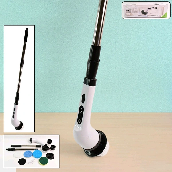 7-in-1 Electric Spin Scrubber Cleaning Brush with Extension Handle – Cordless Rechargeable Power Scrubber (1 Set / 25W)