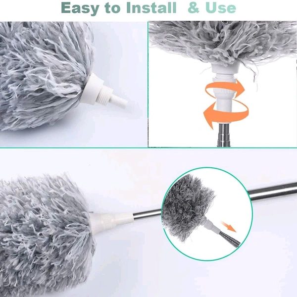 Microfiber Dusters for Cleaning, Telescoping Feather Duster with 100 inches (2.54 m) Extendable Handle Pole, Dusting Cleaning Tools for Cleaning High Ceiling, Ceiling Fan, Blinds, Cobwebs, Furniture, Cars