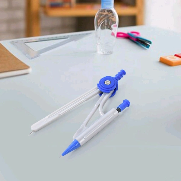 4-in-1 PP Bear Student Geometry Compass Set – Durable Mathematical Instrument Box with Pencil, Lead Refills & Grip – Cute Cartoon-Themed Stationery Kit for Kids & School Use 