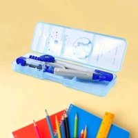 4-in-1 PP Bear Student Geometry Compass Set – Durable Mathematical Instrument Box with Pencil, Lead Refills & Grip – Cute Cartoon-Themed Stationery Kit for Kids & School Use 
