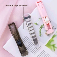 Portable Paper Clam With 8 Pcs Clip Dispenser Handheld Paper Fast Clam Clip Dispenser Labor Saving Wrapping Paper Handheld Student Paper Clipper for Home Office School Teacher Gifts (1 Set)
