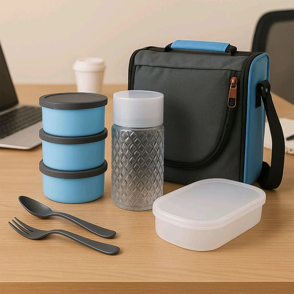 All-in-One Lunch Box With Fabric Bag For Office & School Use
