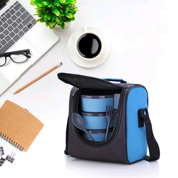 All-in-One Lunch Box With Fabric Bag For Office & School Use

