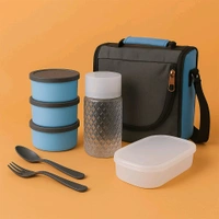 All-in-One Lunch Box With Fabric Bag For Office & School Use
